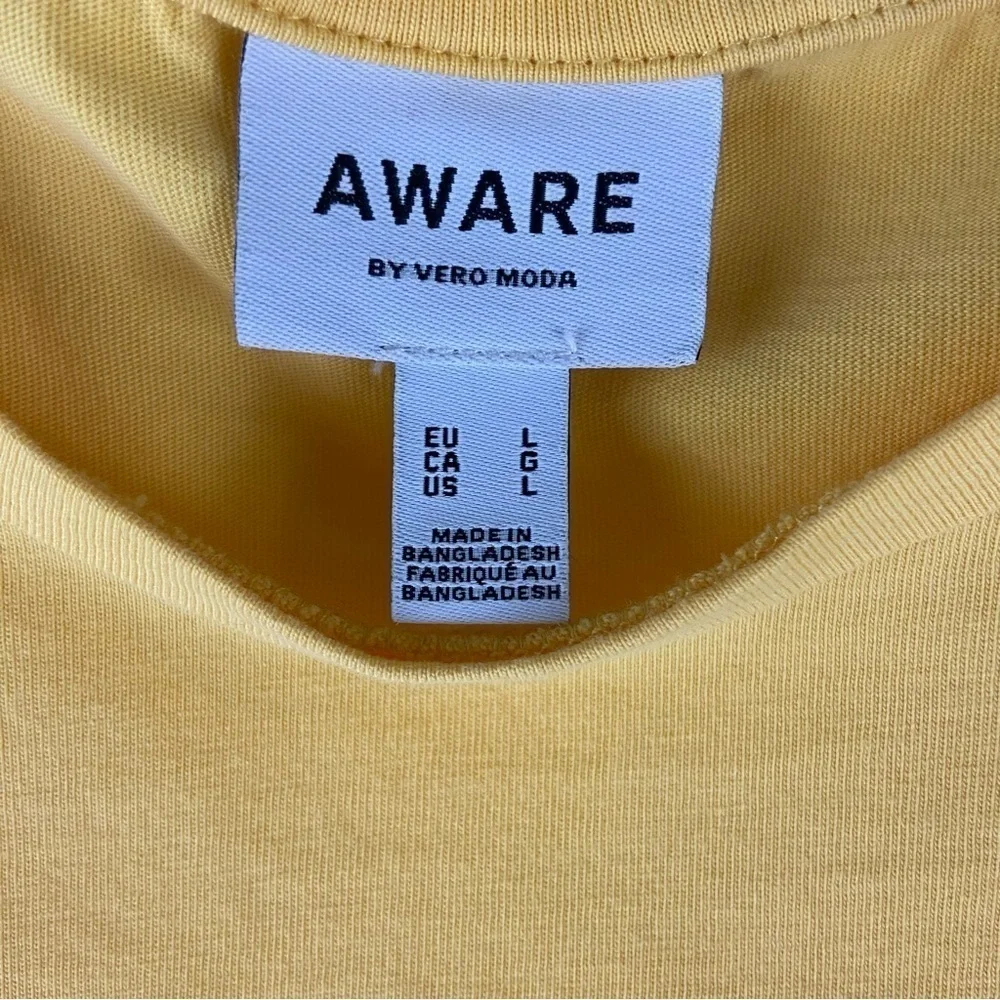 Yellow Puff Sleeve Cotton Top Aware by Vero Moda Women’s Size Large